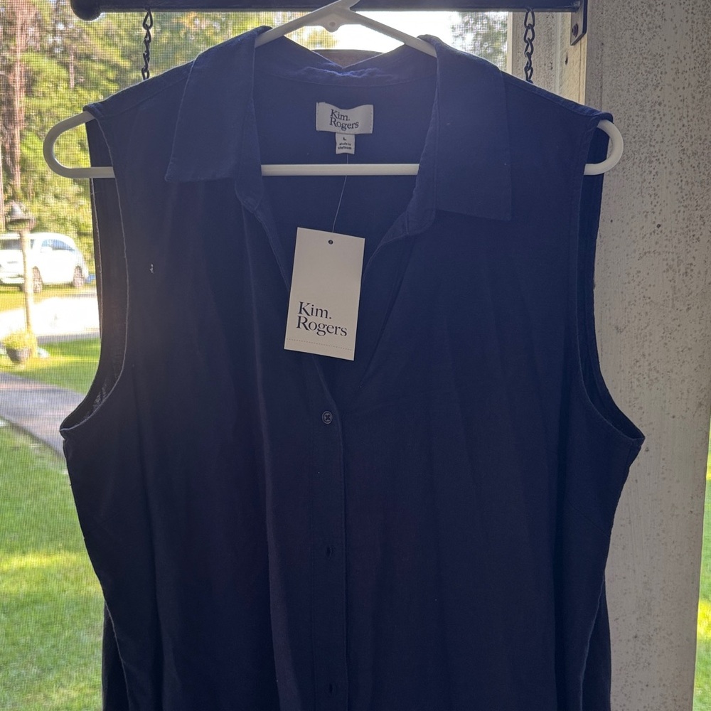 Kim Rogers Dark Blue Sleeveless Shirt